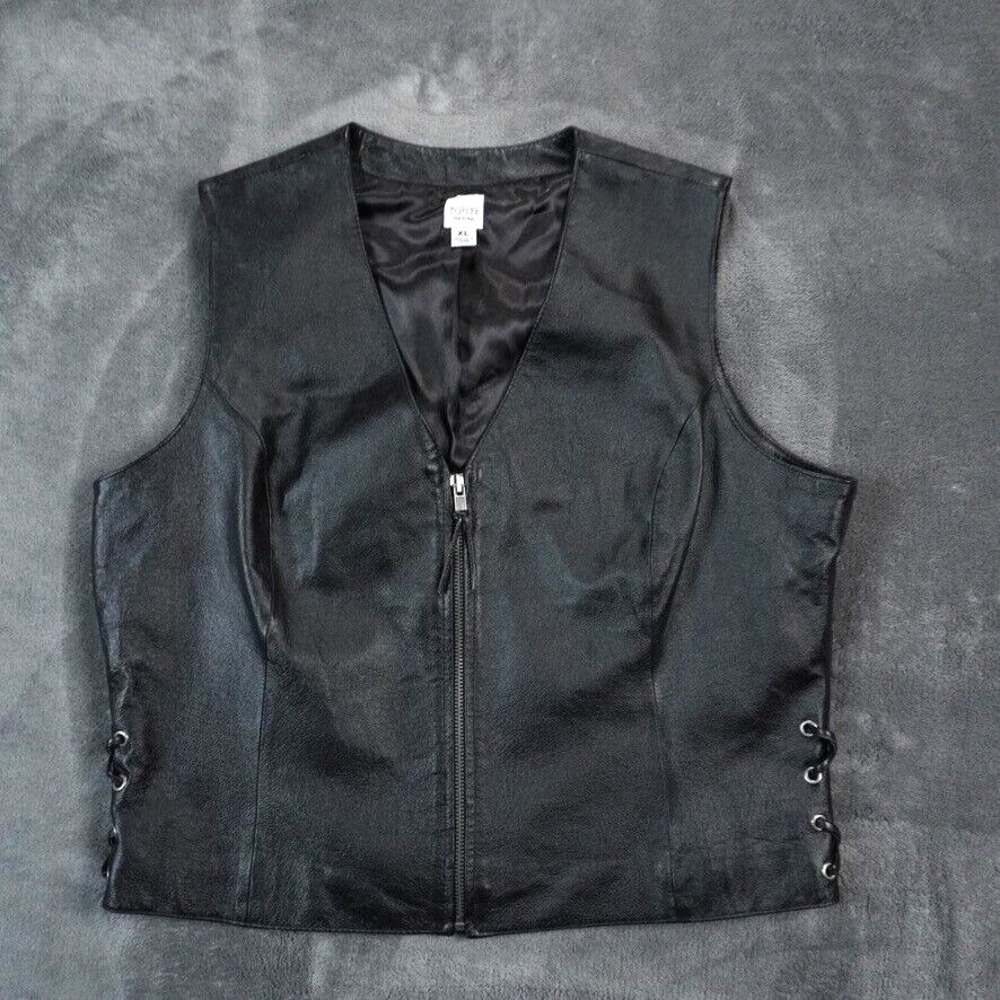 Wilson's Maxima Leather Vest XL Black Moto Biker Vest New Tags Side Lace Up